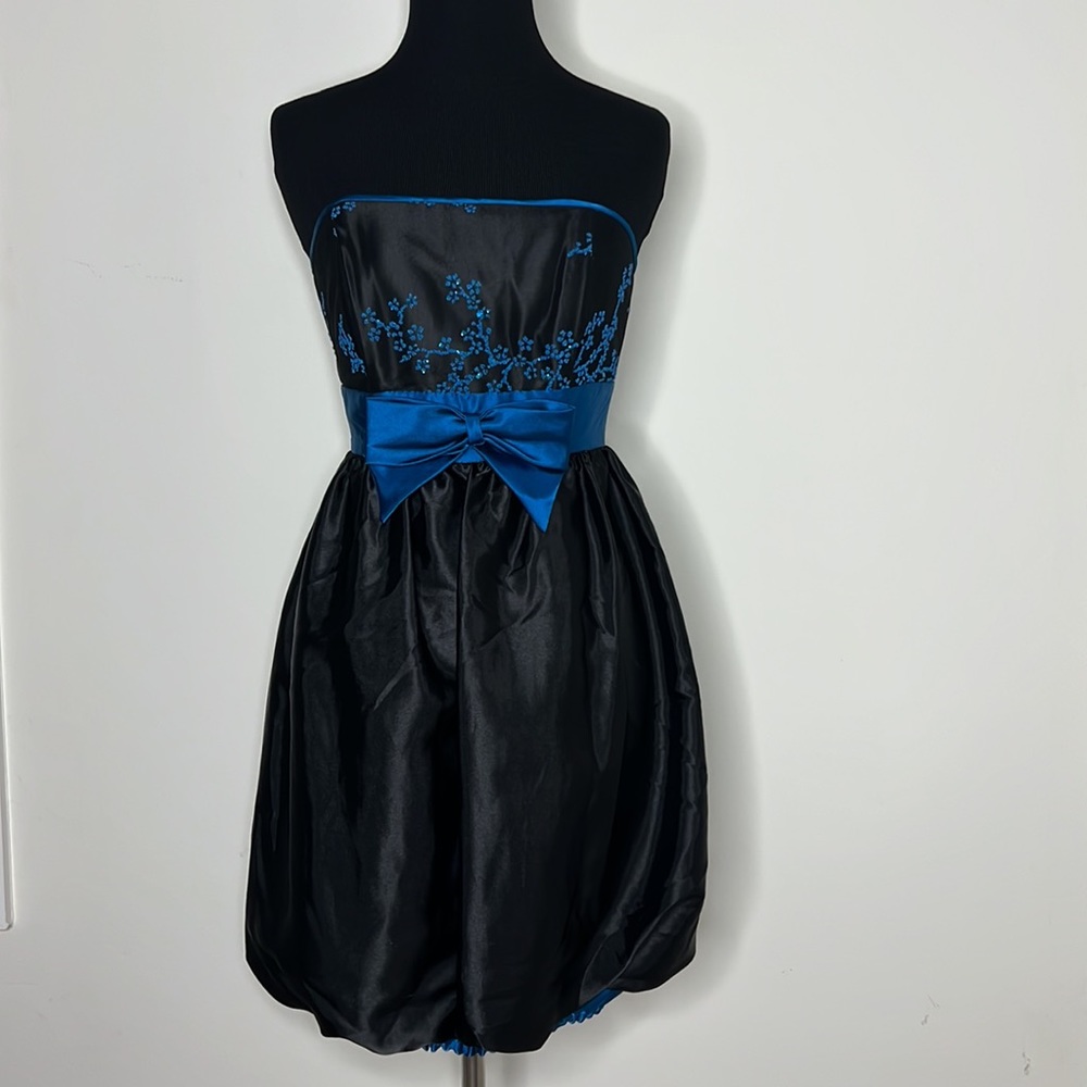 JESSICA MCCLINTOCK FOR GUNNE SAX Sleeveless Formal Black Blue Dress 3 - Picture 1 of 8